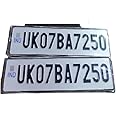 Designs N Decor Car Number Plate Front and Back Embossed Punching Pressed Plates for Cars/Four Wheelers, Without Bar Code Serial Number for Old/New Vehicles
