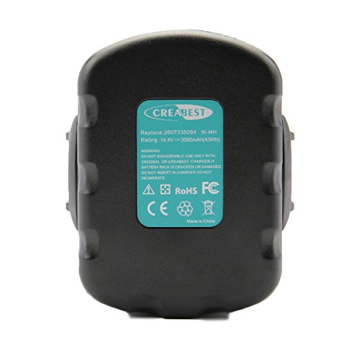 Creabest 14.4V 3.0Ah Ni-MH Ersatz Akku für Bosch 2607335275 2607335533 2607335557 2607335711 2607335685 2607335678 2607335276 BAT038 BAT040 BAT041 BAT140 BAT159 13614 13614-2G 15614 1661 22614 32614 3454 34614 3660K 52314 AHS 41 ART 26 PSR 14.4 PSR 1440 - 7