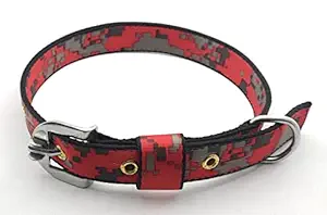 RvPaws Dog Neck Belt Soft Breathable Mesh Collar for Dogs with Adjustable Buckle | Dog Belt Protect Your Dog Neck from Choking Lightweight & Comfort-fit 1 Inch Red Color Print Design