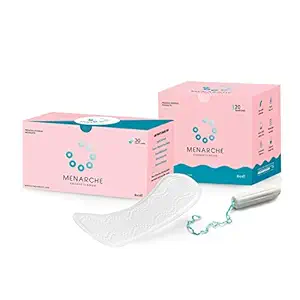 Menarche Organic Cotton Digital Tampons For Women Regular Flow (Pack Of 20) & Daily Use Cotton Panty Liners Combo (Pack Of 30)