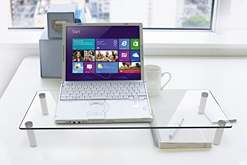 DIGITUS Universal Glas Monitorerhöhung, 13 – 32 Zoll, 8cm Erhöhung, 56 x 21 x 8 cm, bis 20kg, durchsichtig / silber - 7