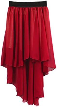JOLIME Women's Sexy Bohemian Pleated Swing Asymmetric High Low Beach Party Chiffon Skirt