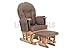 BEECH WOOD - MOCHA COLOUR SUPREMO BAMBINO FABRIC NURSING GLIDER / ROCKER / MATERNITY / FEEDING / GLIDER CHAIR (With Locking Mechanism & Free Matching Footstool)