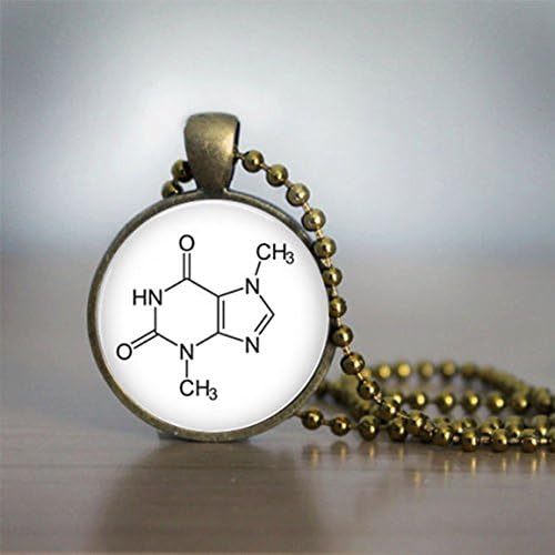 Chemistry Jewelry - Brass Biochemistry Necklace - Chocolate Molecule - Theobromine Pendant - Biology Chemistry Jewelry