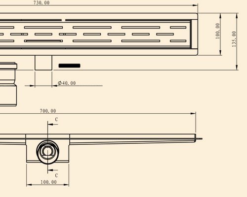 Duschablaufrinne Bodenablauf Flach aus Edelstahl extra flach + Siphon komplett (90 cm) - 7