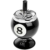 DSstyles One Push Spinning Pool Ball Ashtray with Stand - Black