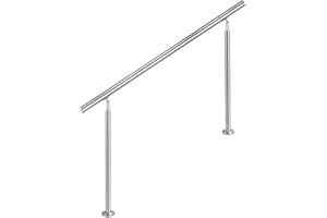 CAVATINY Edelstahl Handlauf Geländer für Treppen Brüstung Balkon ohne Querstreben - Innen und Außen Handlauf Geländer Treppengeländer Edelstahl Brüstung Balkon (200CM, ohne Querstreben)