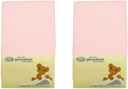 DK Glovesheets Two Fitted Moses Basket Sheets 100% Combed Jersey Cotton to Fit Mattress Size 74 x 30 cm - Pink - Two Packs