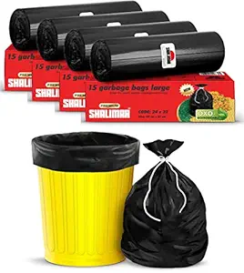 Shalimar Premium OXO - Biodegradable Garbage Bags 24 X 32 Inches (Large) 60 Bags (4 rolls) Dustbin Bag/Trash Bag - Black Color