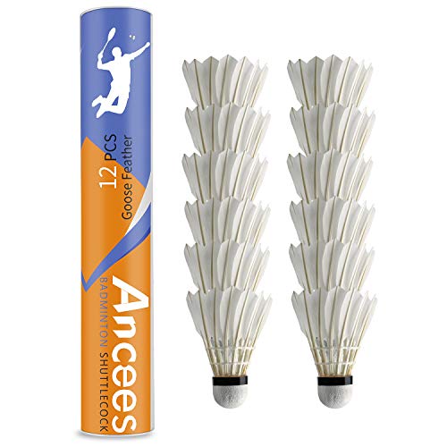 Ancees Badminton, 12 Paquets d'entraînement Sport Balles de Badminton Volants Plumes d'oie Volants pour Gym Fitness Jeu extérieur Exercice, Orange
