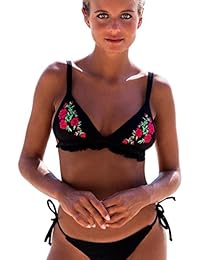 Venta caliente !Traje de baño, FeiXiang♈Bikini push-up bikini impresa atractivo de las mujeres traje de baño baño bikini sol playa de baño 2018 (M, Negro)