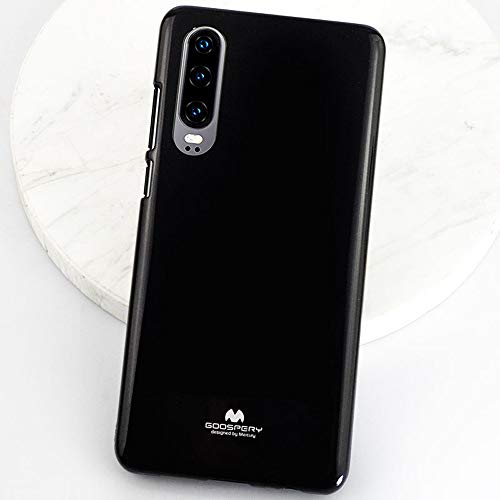 Preisvergleich Produktbild SOOCX Huawei p30pro Telefon case p30 schutzhülle flüssigsilikon Softshell Fashion Design Kratzfest stoßfest telefonabdeckung (Color : Bright Black, Größe : P30)