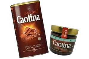 aotina Original Drinking Chocolate Powder (1x 500g) y Caotina Original Chocolate Cream Spread (1x300g), calidad suiza, sostenible y certificada.