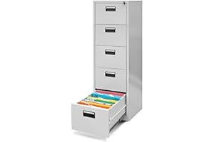 Jan Nowak Armario Archivador V005 Oficina Armario Metalico 5 Cajones Pintura en Polvo 162 cm x 46 cm x 62 cm