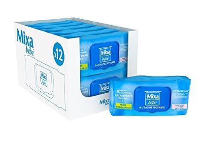 Mixa Bébé Lingettes à l'Eau Nettoyante - 864 Lingettes (12 lots de 72)