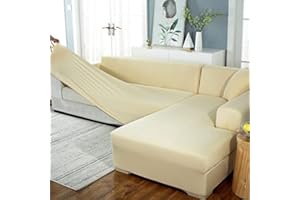 JLKC HUIPYOU Housses de Canapé D Angle Couverture de Canape en Forme de L Couvre Canape Gris/Beige/Bleu Housse de Canapé Extensibles avec Méridienne Gauche/Droite Housse Protection Canapé Chat Chien