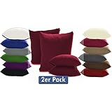Doppelpack Serie Jersey Kissenbez&uuml;ge mit Rei&szlig;verschluss aus 100% Baumwolle in 12 modernen Farben und 4 Gr&ouml;&szlig;en(40 x 145 cm (Stillkissenbezug), Bordeaux)