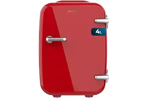 Cecotec Mini Nevera Bolero MiniCooling 4L Habana Red, Funcionamiento 12V-220V, Compatible coche y caravanas, Función enfriamiento y calentamiento, Rango temperatura 5-65º, Transporte fácil