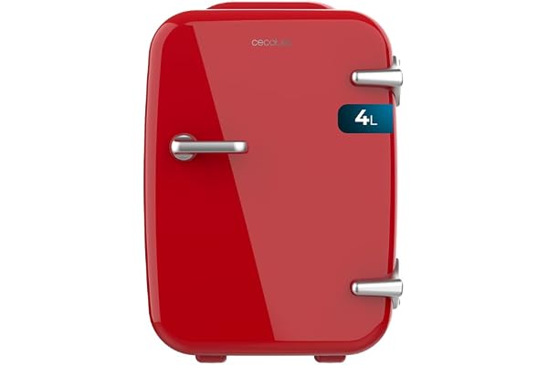 Cecotec Mini Réfrigérateur Bolero MiniCooling 4L Habana Red, Fonctionnement 12V-220V, Compatible avec voitures et caravanes, Fonction de refroidissement et de chauffage, Plage de température 5-65º