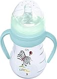 Dekor: Hippo blau Zebra Premium Trinklernflasche mit Griffen inkl. Sauger und Schnabel 250 ml Hippo blau