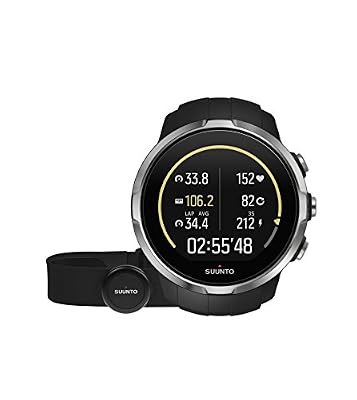 Suunto, Spartan Sport Black HR, Montre GPS Multisport pour Athlètes, Unisexe, 10h d'autonomie, Étanche, Cardiofréquencemètre + Ceinture pectorale, Écran tactile Couleur, Noir, SS022648000