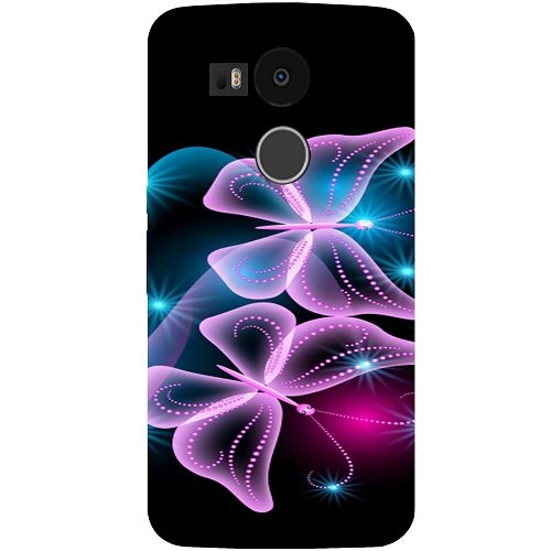 Casotec Butterflies Neon Light Design Hard Back Case Cover for LG Nexus 5X