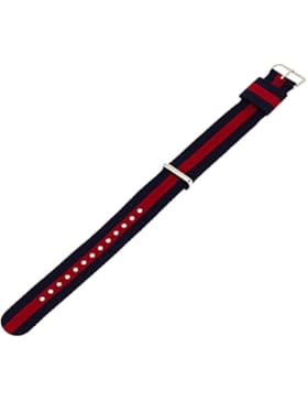 Daniel Wellington Herren Uhren-Armband Classic Oxford Natostrap blau rot Schliesse silber DW00200015