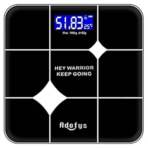 Adofys EB-28 Thick Tempered Glass LCD Display Digital Weighing Machine, Weight Machine for Human Body Digital Weighing Scale, Weight Scale, with 1 Year Warranty & Batteries Included