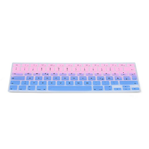 kwmobile Tastaturschutz Apple MacBook Air 13''/ Pro Retina 13''/ 15'' - QWERTZ Silikon Laptop Tastaturfolie - Notebook Tastaturschutzfolie Hellblau Rosa