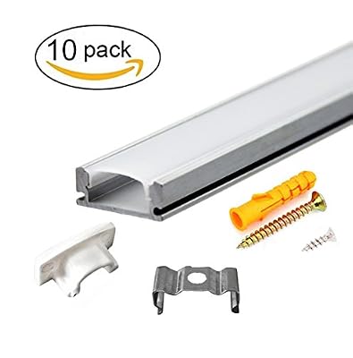 StarlandLed Profilé LED Aluminium Anodisé - 10x1mètre Aluminium Profilé U-forme pour Ruban LED , Compact Facile-à-couper avec Tous les Accessoires Nécessaires en Pack