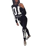 Sannysis Damen Wort Schulter Langarm Anzug Pullover Sport-Anzüge