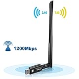 Wlan Stick Wifi Adapter 1200 Mbit/s, Dual Band (5G/866Mbps+2.4G/300Mbps), Wireless Network USB Wifi Dongle, mit 5dBi Antenna, USB 3.0, kompatibel mit Windows 10/7/8/8.1/XP/Vista, Mac OS X 10.4-10.12