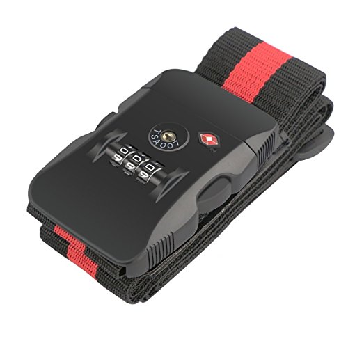 BlueBeach® Blocco di viaggio TSA bagagli Cinghia per Valigia bagagli sicurezza a 3 cifre Numero Combinazione Lucchetto
