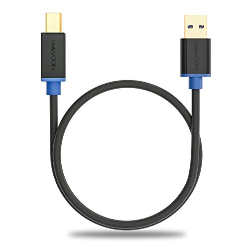 deleyCON [0,5m] USB 3.0 Super Speed Kabel – USB A-Stecker zu USB B-Stecker – USB 3.0 Super Speed Technologie – Übertragungsraten bis zu 5Gbit/s – geschirmtes, flexibles PREMIUM USB 3.0 Kabel – schnelle und sichere Datenübertragung für z.B. Festplattengehäuse, Dockingstationen, Multifunktionsdruckern – abwärtskompatibel zu USB 2.0 / USB 1.1 – Farbe: Schwarz/Blau - 4