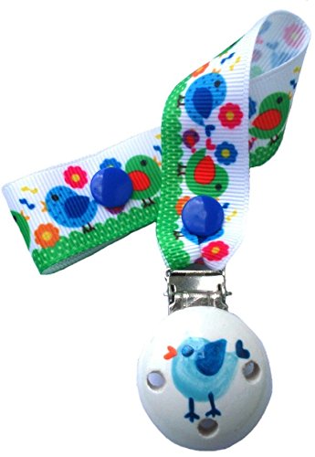 CuteToots hand-painted wooden dummy clip - wee birdy (for dummy with ring)