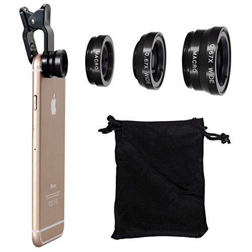Vi-GO,Lenti Smartphone,obiettivo mobile, 3 in 1 Kit obiettivo per fotocamera,2in1 Micro lente+lente super-grandangolare, Universal puÃ² applicare a IPhone,SUMSUNG Smart Phone e cosÃ¬ via.
