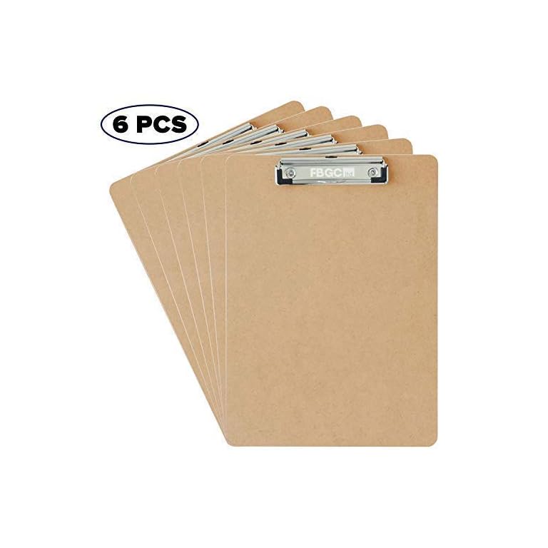 Clipboards A4 [6 Pack] With Sturdy SpringLoaded Grip & Hanging Hook