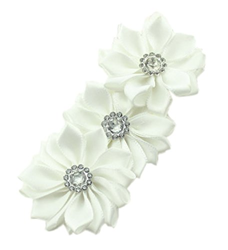 Demarkt Infant Kids Children's Headband Elastic Cute 3 Flowers Decorative Hairband with Pearls Crystal Diamentes White Hair Accessories Baby Girls'