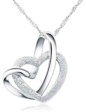 Forfamilyltd Sterling Silber A Lifetime Loving You Interlocking Herz Halskette W/Karte–45cm, 50cm