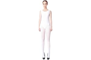 Carnavalife Bodysuit body Maillot de Danza Ballet Gimnasia sin Mangas con Correa Ancha, Leotardo Clásico Mujer de Cuello Redondo