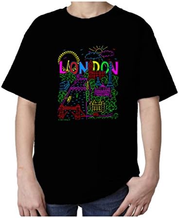 London Crayon Design England UK Souvenir Crayons Kids T-Shirt (Black) (7-8)