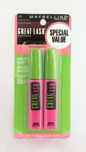 MAYBELLINE GREAT LASH MASCARA TWIN PACK VERY BLACK 101