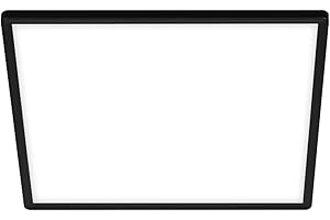 BRILONER - Plafón LED, Panel LED Ultra Plano, Efecto Retroiluminación, Luz Blanca Neutra, IP20, 18W,2400 Lúmenes, Negro, 29x29 cm, plafon led techo, luces led habitacion, luz led, luces led cocina
