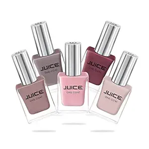 JUICE Glossy Nail Polish - Pack of 5 ( Petal Pink / Camel / Sun Kissed / Dusty Coral / Teddy Brown Nude) COMBO_32