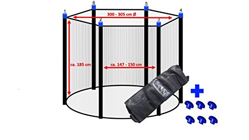 Trampolin Sicherheitsnetz 300 - 305 cm Ø für 6 Stangen Ersatznetz Fangnetz