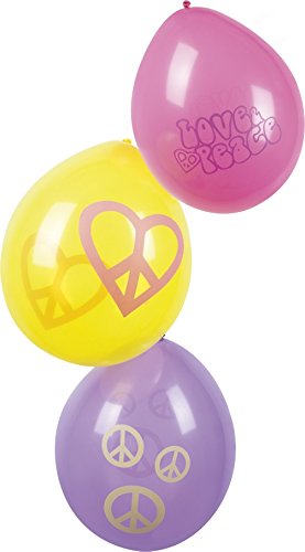 Hippie Luftballons 6 Stück in den Farben Gelb Pink und Lila