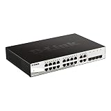 Switch conmutador de red de nivel 2, de 16 puertos 10/100/1000 Mbps y 4 puertos SFP Combo para módulos de fibra, en formato para armario rack y 1U de altura