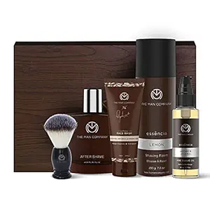 The Man Company Premium Shaving Kit for Men with Pre-Shave Oil, Shaving Foam, Black Brush, After Shave Spray, Coffee Face Wash | Cleansing, Growth, Conditioning & Styling | Perfect Valentine Day Gift Set For Husband , Boyfriend