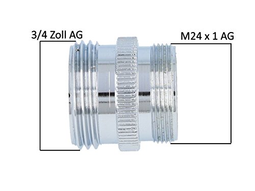 tecuro Mischdüse – Adapter für Armaturen M24x1 auf 3/4 Zoll , verchromt - 3