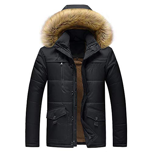 MEIbax Outdoor Parka de Algodón para Hombres con Capucha Cazadora Cálido de Contaviento Abrigo de Cremallera Chaqueta con Bolsillos Caliente Capa Gruesa Guateada Gabán Acolchado del Invierno